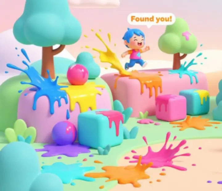Colourful level visual from Hide and Seek Paint Game: Hunt