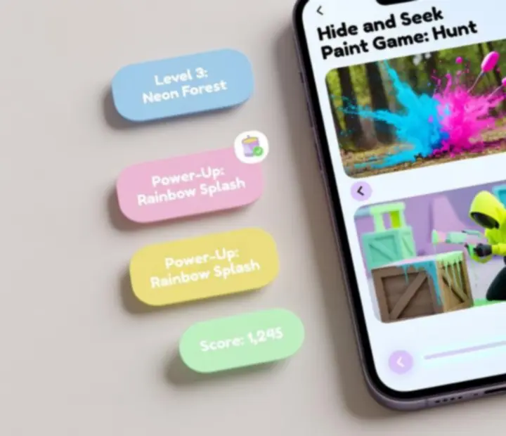 Mobile swipe view of Hide and Seek Paint Game: Hunt screenshots.