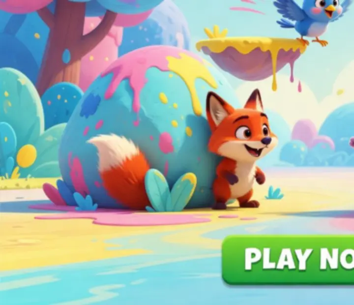 Colourful gameplay scene from Hide and Seek Paint Game: Hunt