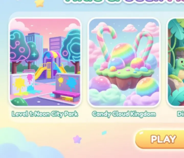 Selection of hide-and-seek maps with different colourful environments