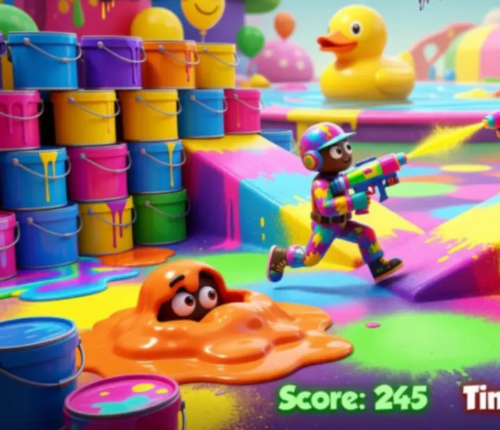 Vibrant gameplay from Hide and Seek Paint Game: Hunt with colourful environments
