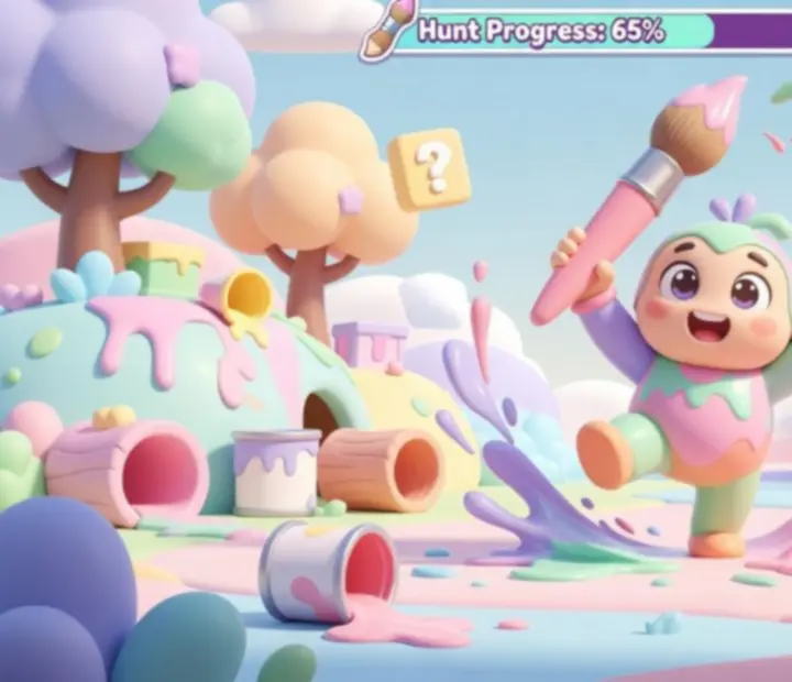In-game scene from Hide and Seek Paint Game: Hunt with painted characters