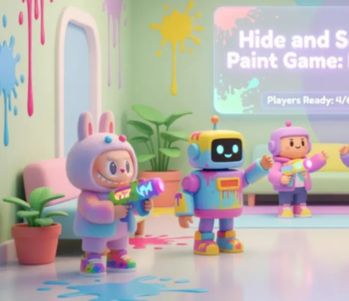 Colourful lobby or menu view with playful visuals